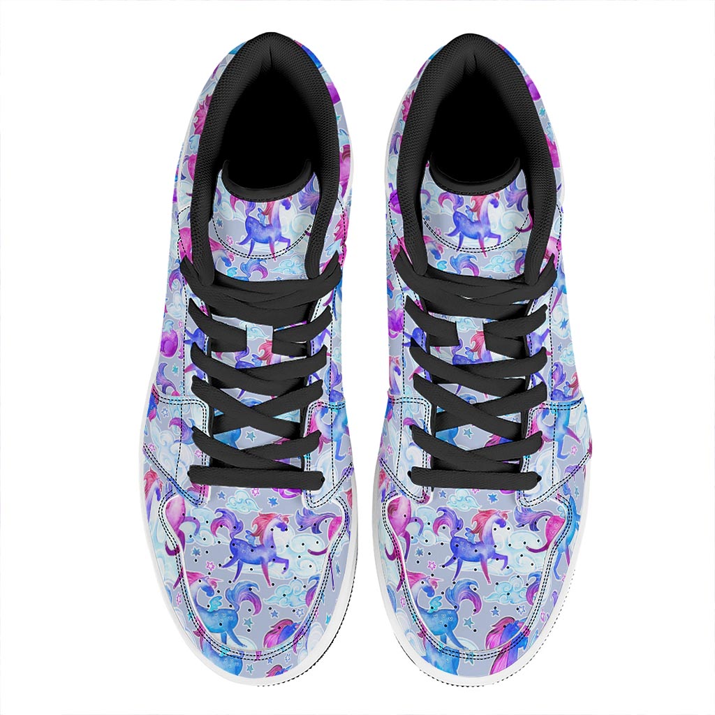 Unicorn Paradise Pattern Print High Top Leather Sneakers
