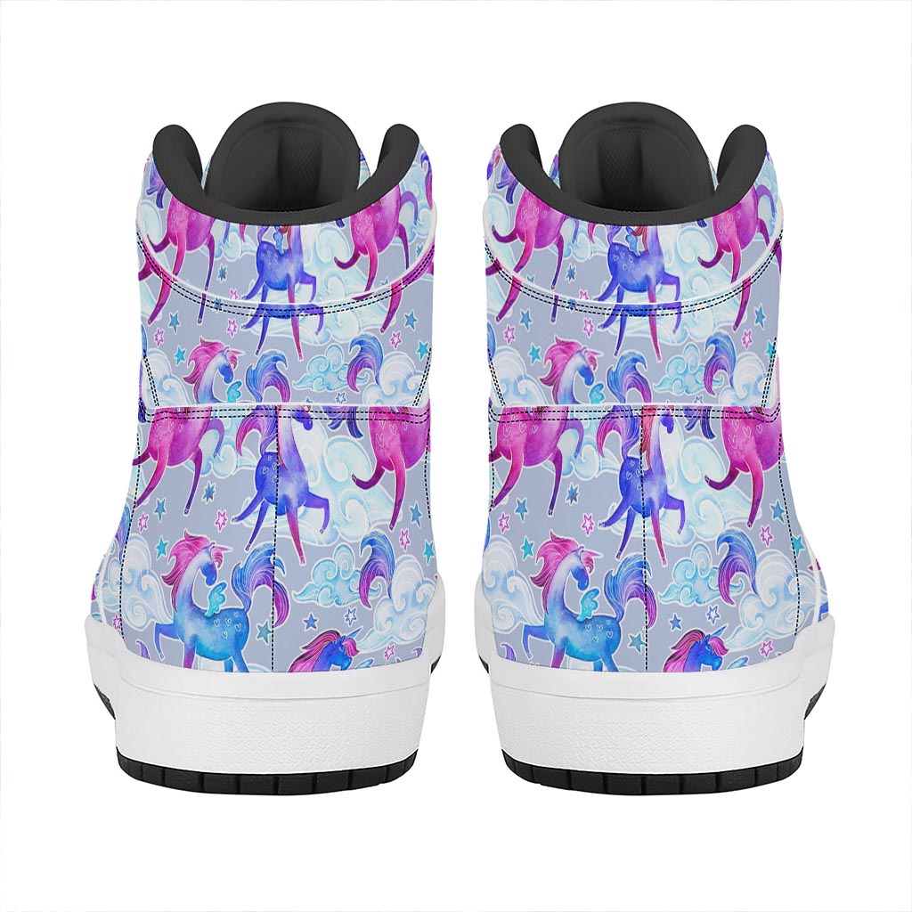 Unicorn Paradise Pattern Print High Top Leather Sneakers