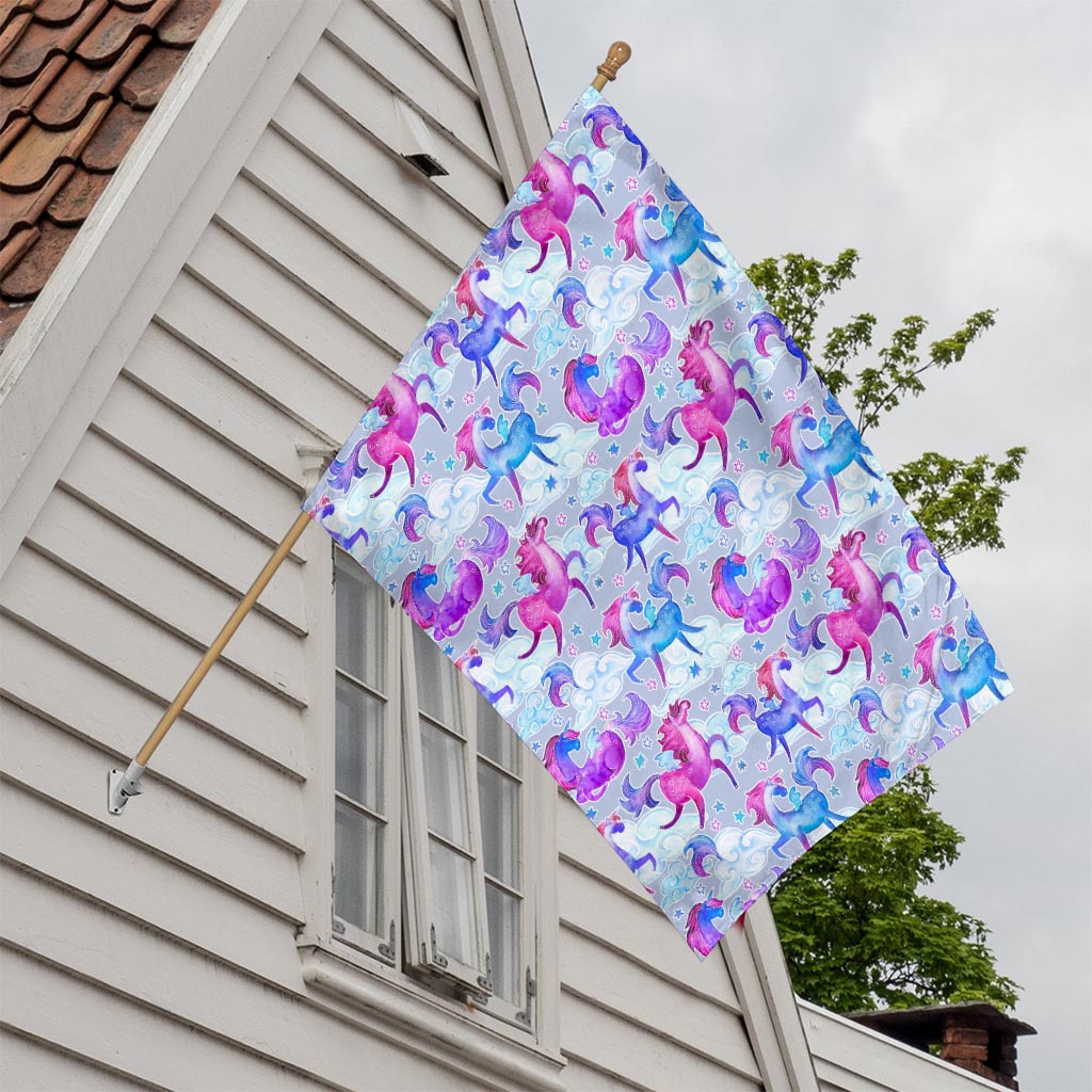 Unicorn Paradise Pattern Print House Flag