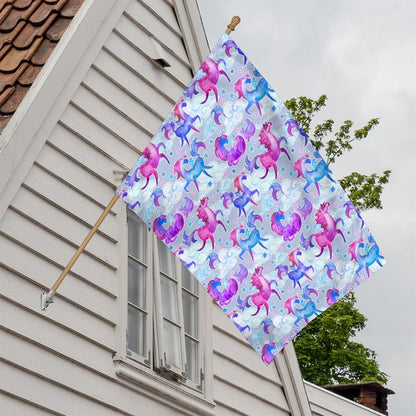 Unicorn Paradise Pattern Print House Flag
