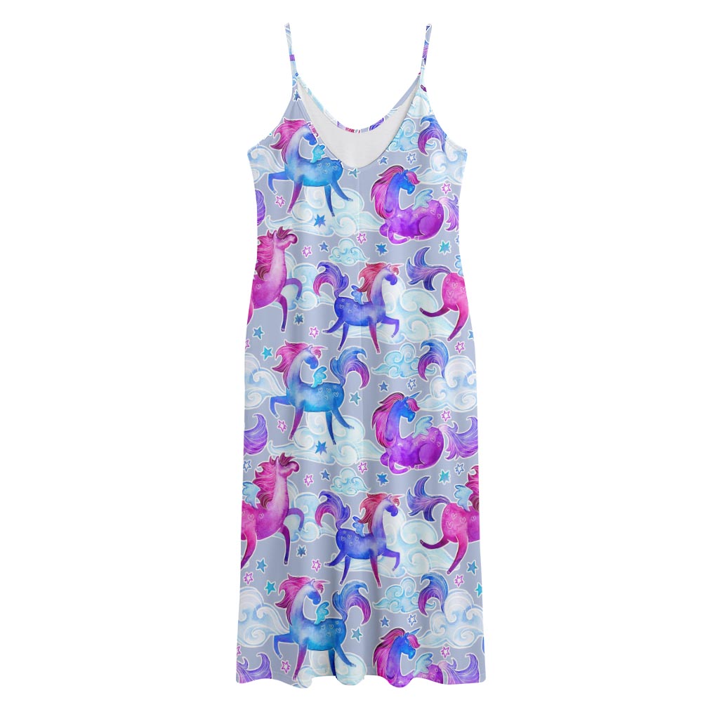 Unicorn Paradise Pattern Print Jersey Midi Cami Dress