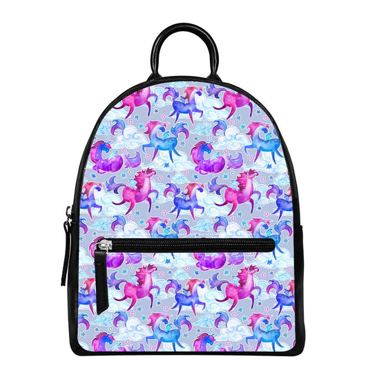 Unicorn Paradise Pattern Print Leather Backpack