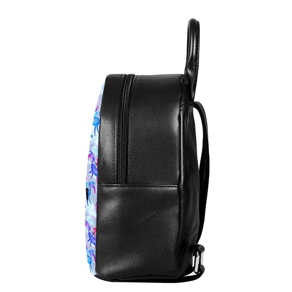 Unicorn Paradise Pattern Print Leather Backpack