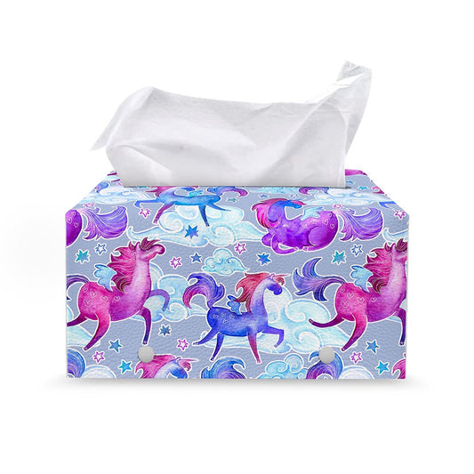 Unicorn Paradise Pattern Print Leather Tissue Box Cover
