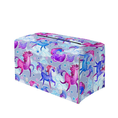 Unicorn Paradise Pattern Print Leather Tissue Box Cover