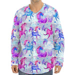 Unicorn Paradise Pattern Print Long Sleeve Baseball Jersey