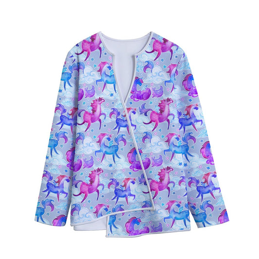 Unicorn Paradise Pattern Print Long Sleeve Short Coat