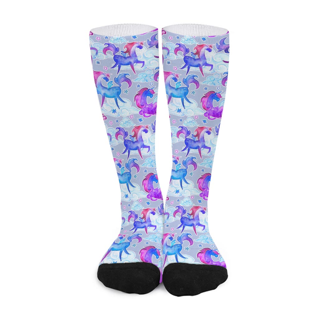 Unicorn Paradise Pattern Print Long Socks