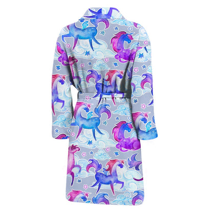 Unicorn Paradise Pattern Print Men's Bathrobe