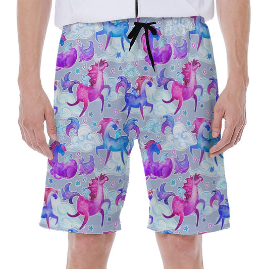 Unicorn Paradise Pattern Print Men's Beach Shorts