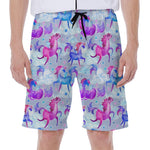 Unicorn Paradise Pattern Print Men's Beach Shorts