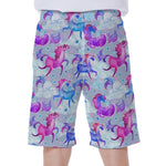 Unicorn Paradise Pattern Print Men's Beach Shorts