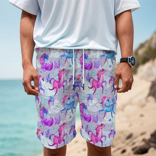 Unicorn Paradise Pattern Print Men's Cargo Shorts