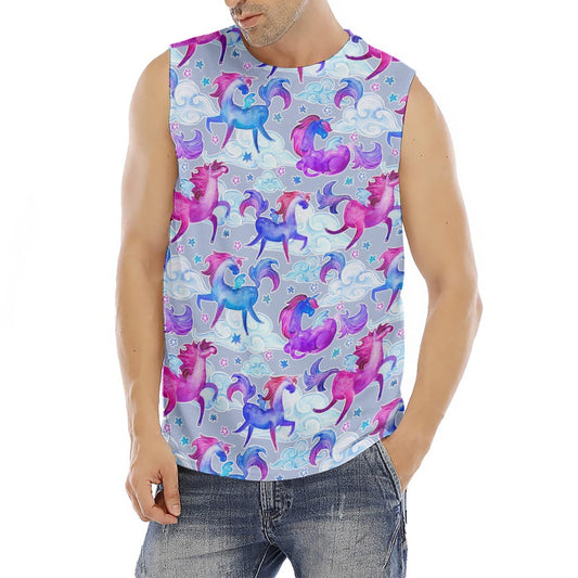 Unicorn Paradise Pattern Print Men's Fitness Tank Top