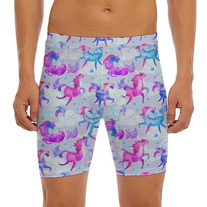 Unicorn Paradise Pattern Print Men's Long Boxer Briefs