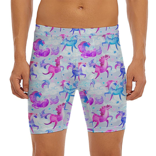 Unicorn Paradise Pattern Print Men's Long Boxer Briefs
