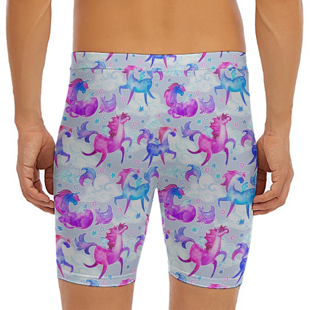Unicorn Paradise Pattern Print Men's Long Boxer Briefs