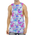 Unicorn Paradise Pattern Print Men's Muscle Tank Top