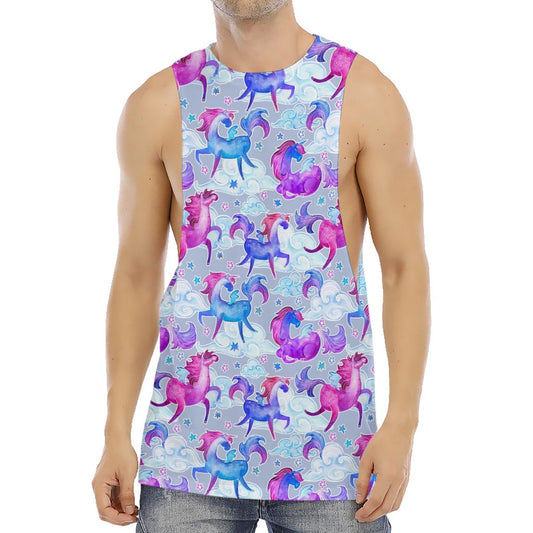 Unicorn Paradise Pattern Print Men's Muscle Tank Top