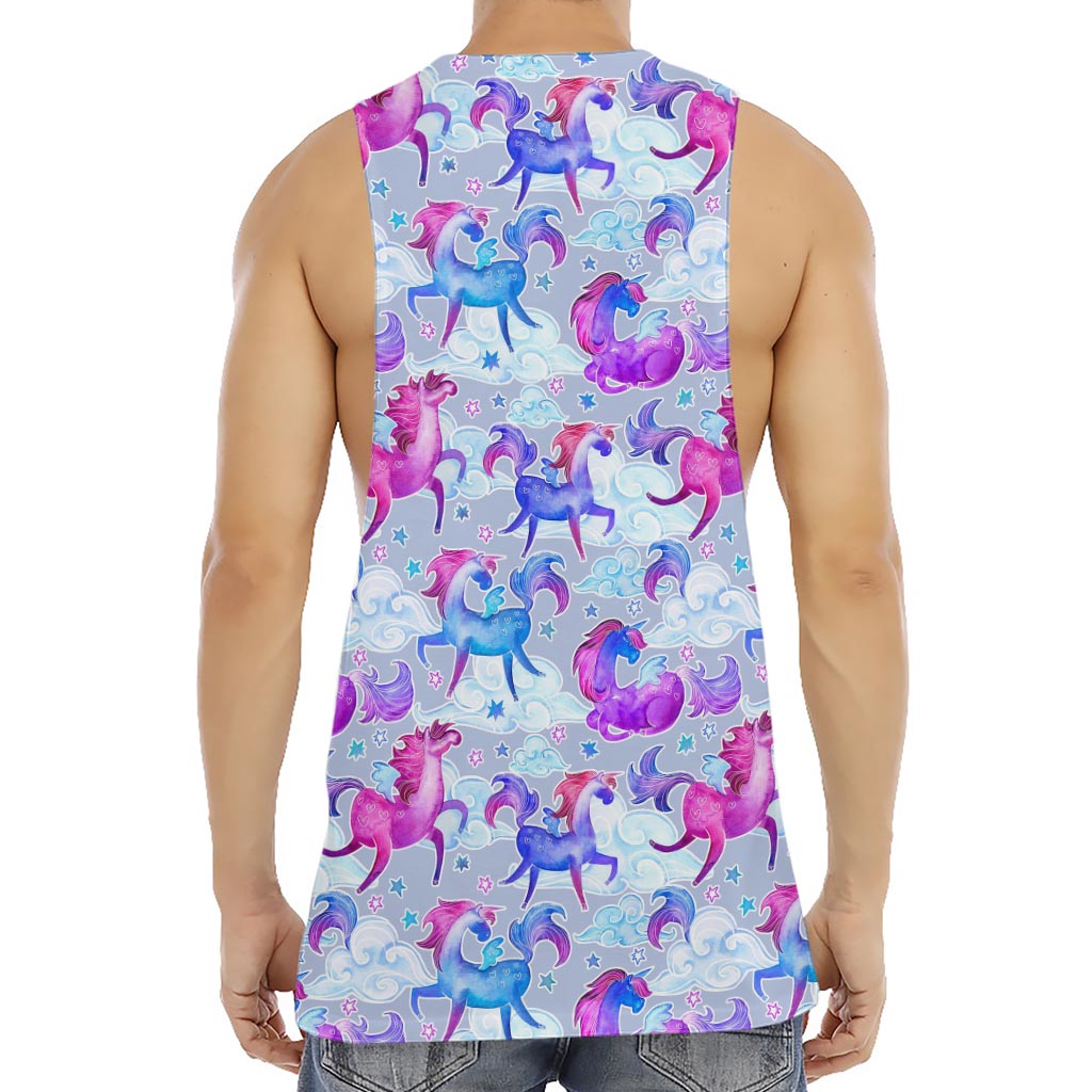 Unicorn Paradise Pattern Print Men's Muscle Tank Top