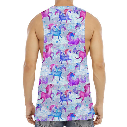 Unicorn Paradise Pattern Print Men's Muscle Tank Top