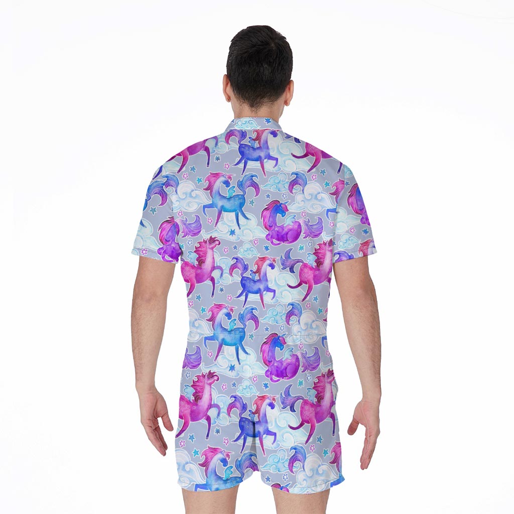 Unicorn Paradise Pattern Print Men's Rompers