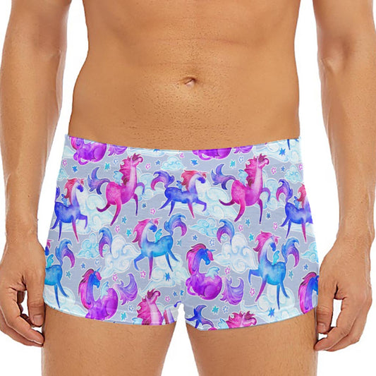 Unicorn Paradise Pattern Print Men's Short Boxer Briefs