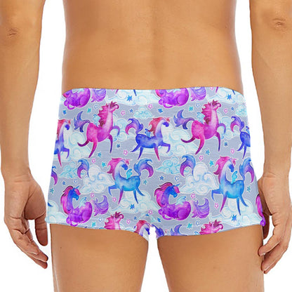 Unicorn Paradise Pattern Print Men's Short Boxer Briefs
