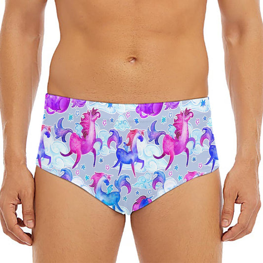 Unicorn Paradise Pattern Print Men's Triangle Swim Briefs