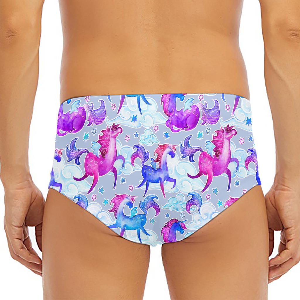 Unicorn Paradise Pattern Print Men's Triangle Swim Briefs