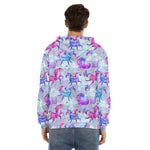 Unicorn Paradise Pattern Print Men's Velvet Pullover Hoodie