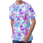 Unicorn Paradise Pattern Print Men's Velvet T-Shirt