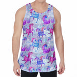 Unicorn Paradise Pattern Print Men's Velvet Tank Top