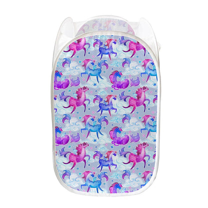 Unicorn Paradise Pattern Print Mesh Laundry Hamper