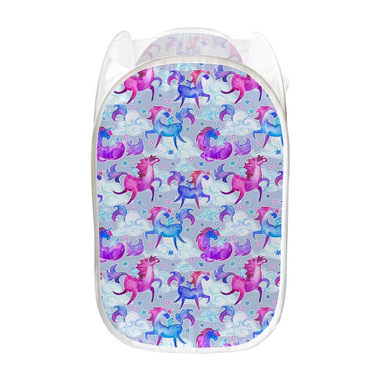 Unicorn Paradise Pattern Print Mesh Laundry Hamper