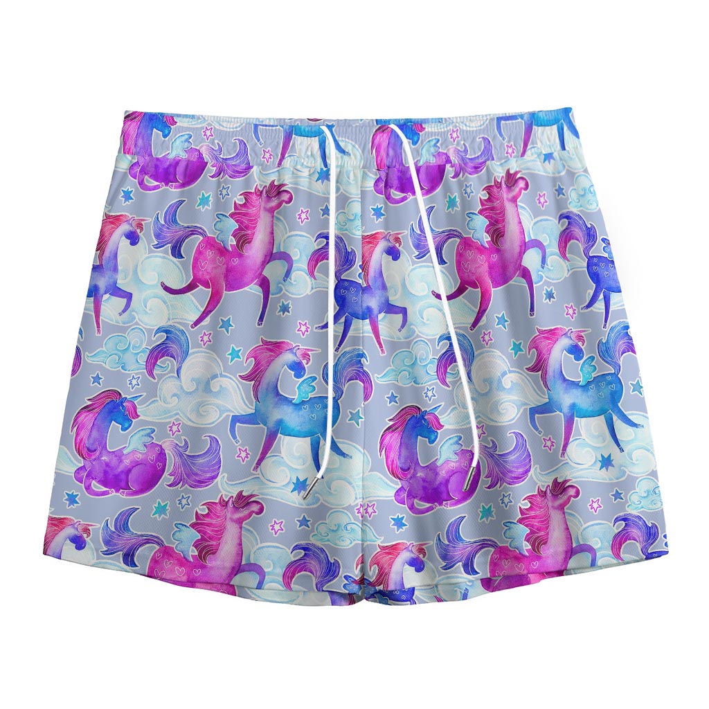 Unicorn Paradise Pattern Print Mesh Shorts