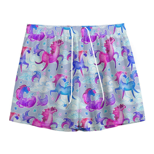 Unicorn Paradise Pattern Print Mesh Shorts