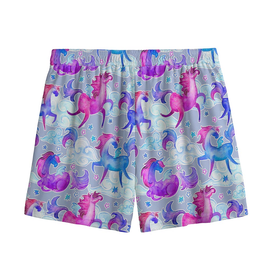 Unicorn Paradise Pattern Print Mesh Shorts