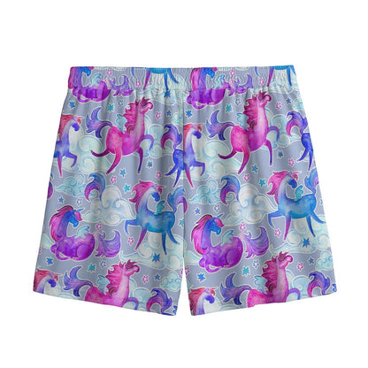 Unicorn Paradise Pattern Print Mesh Shorts