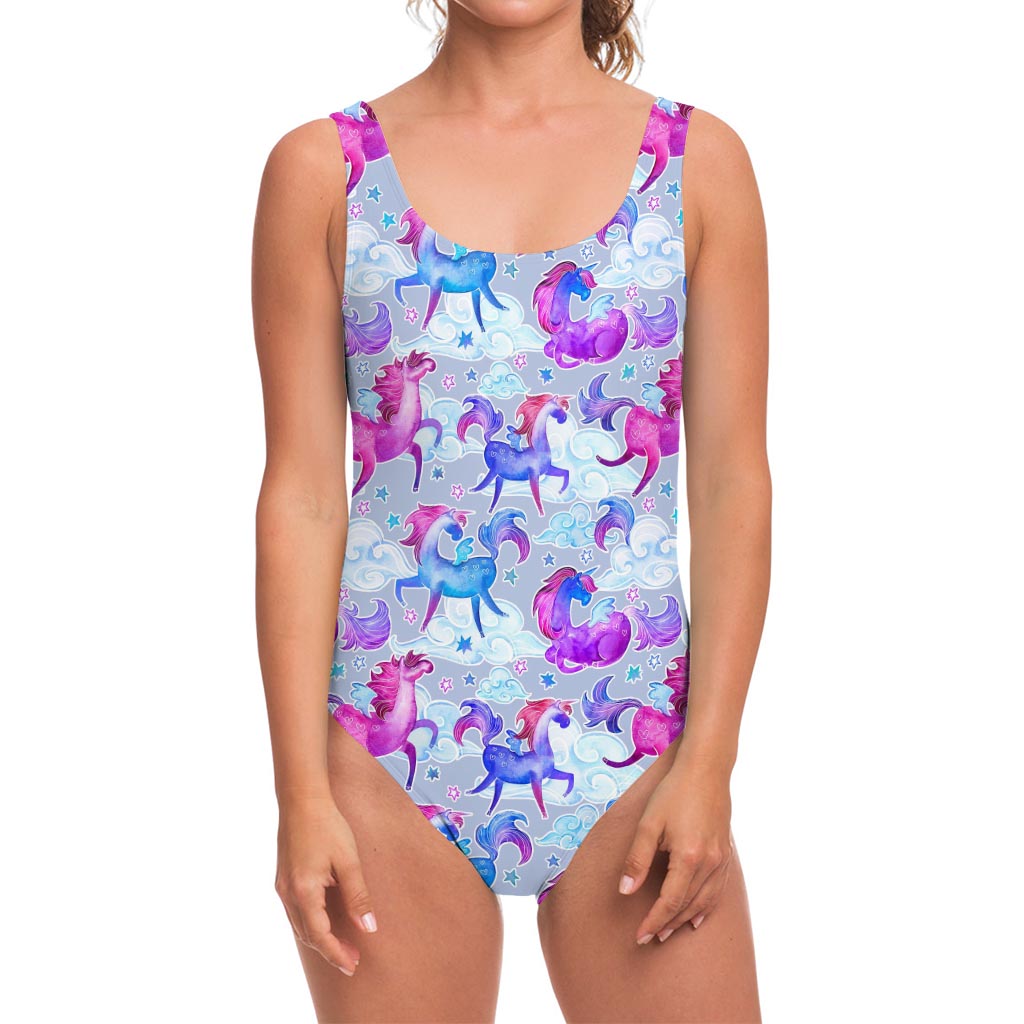 Unicorn Paradise Pattern Print One Piece Swimsuit
