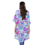 Unicorn Paradise Pattern Print Open Front Beach Cover Up