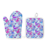 Unicorn Paradise Pattern Print Oven Mitt And Pot Holder Set