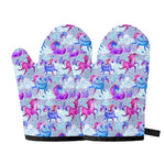 Unicorn Paradise Pattern Print Oven Mitts