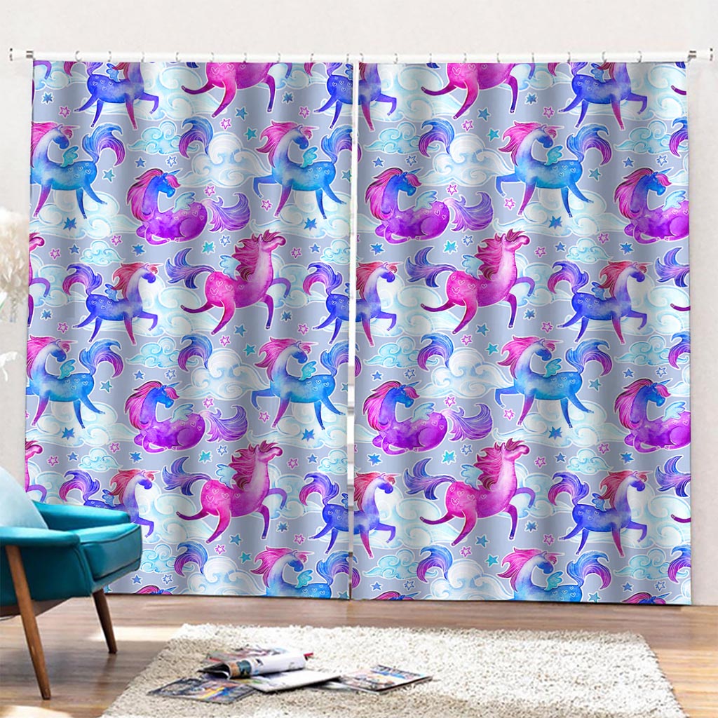 Unicorn Paradise Pattern Print Pencil Pleat Curtains