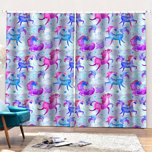 Unicorn Paradise Pattern Print Pencil Pleat Curtains