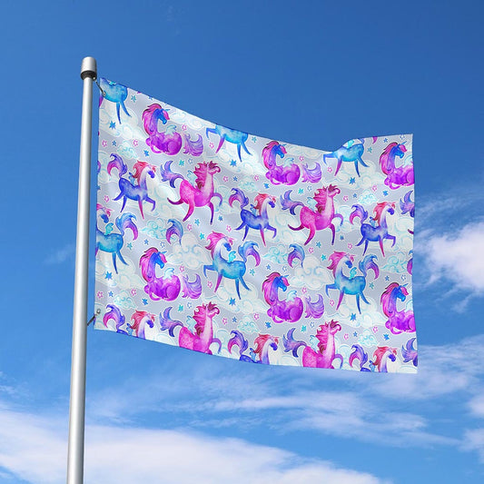 Unicorn Paradise Pattern Print Polyester Flag