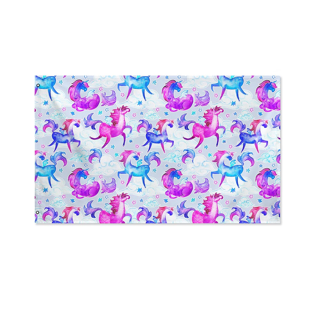 Unicorn Paradise Pattern Print Polyester Flag