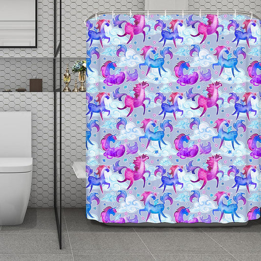 Unicorn Paradise Pattern Print Polyester Shower Curtain