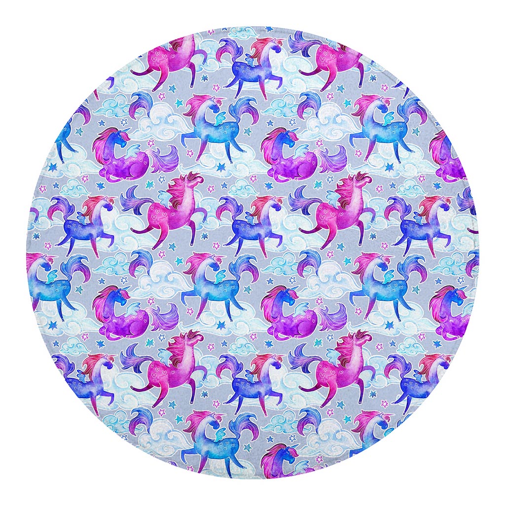 Unicorn Paradise Pattern Print Round Blanket