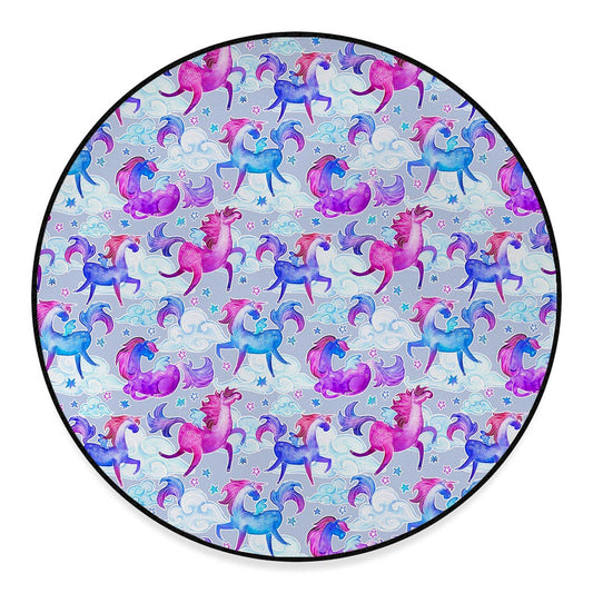 Unicorn Paradise Pattern Print Round Floor Mat